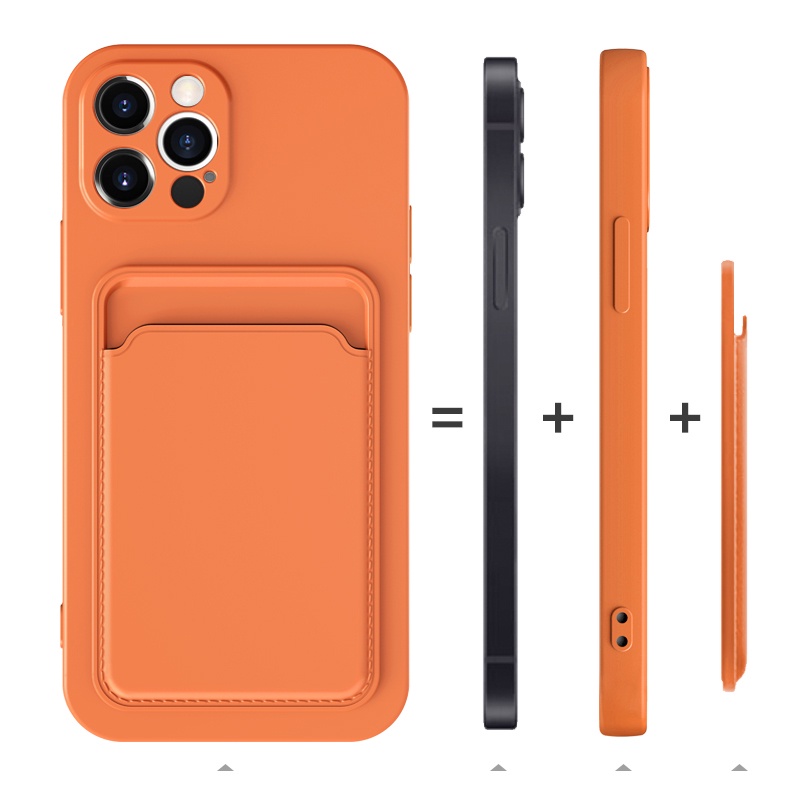 Ốp Điện Thoại Silicon Mềm Siêu Mỏng Chống Sốc Tích Hợp Ngăn Đựng Thẻ Dành Cho iphone 12 Pro max 12 Pro 12 mini