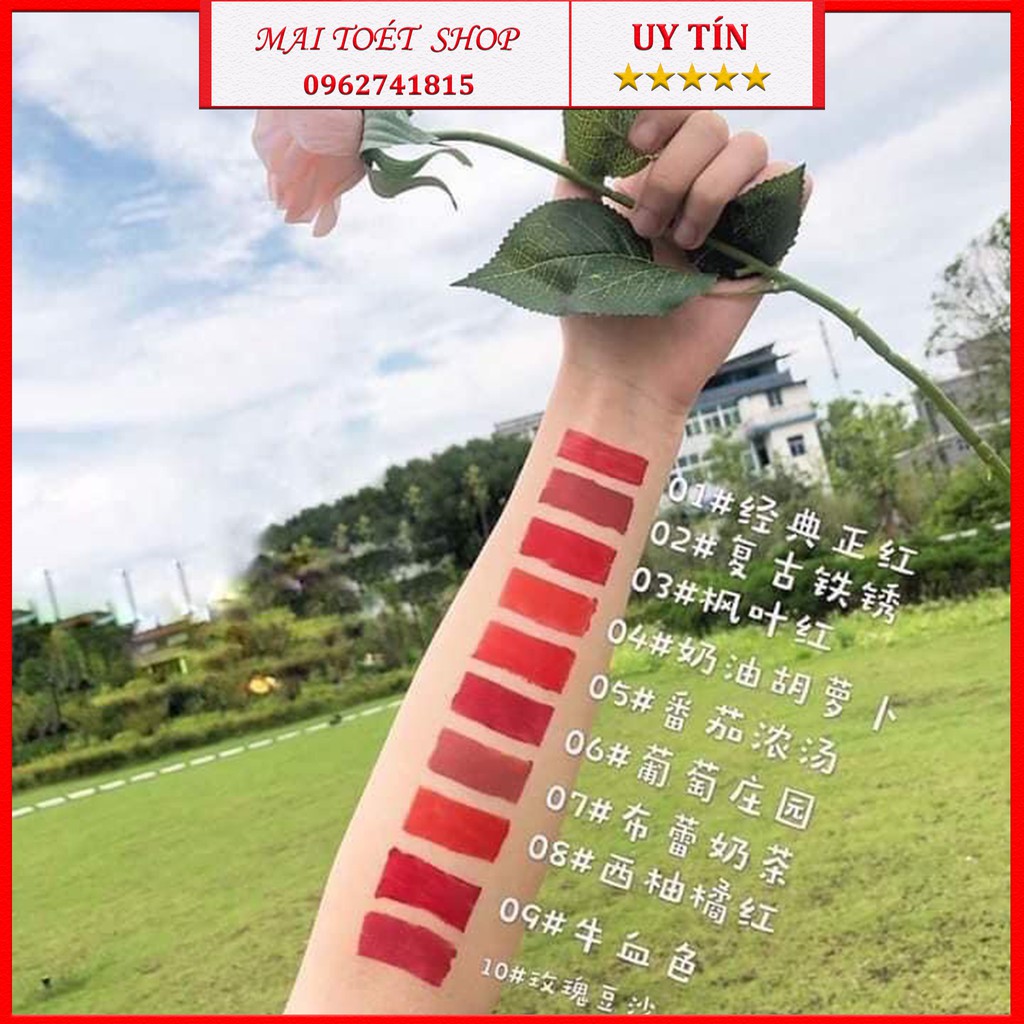 [New] Set Son Kem Nhung Lì 10 Cây WETN LIP GLOSS Siêu Hot - Bộ Son Kem Lì 10 Cây WETN Hồng