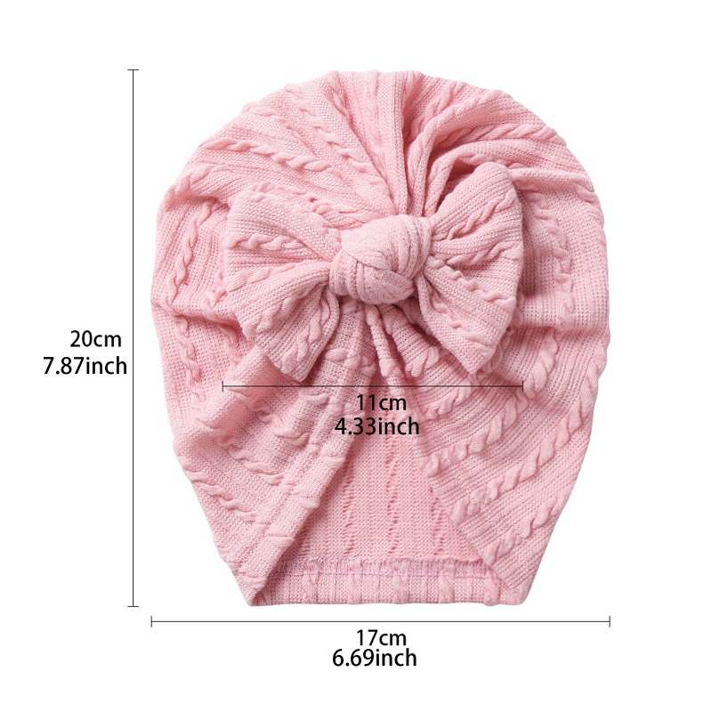 Mũ beanie cotton mềm màu trơn đính nơ dễ thương cho bé sơ sinh