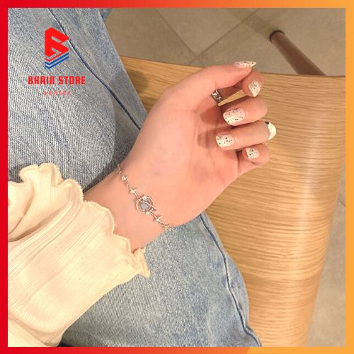 Vòng đeo tay mạ bạc hình hành tinh xanh màu nước biển dễ thương cá tính phong cách Hàn Quốc cực xinh