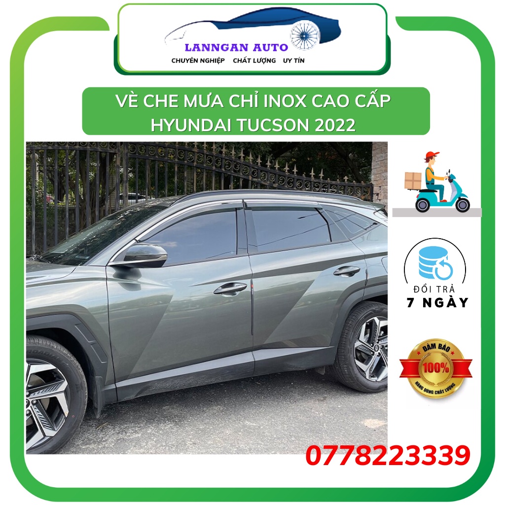 Bộ vè che mưa Hyundai Tucson 2022-2023 - Vè mưa chỉ INOX hàng cao cấp