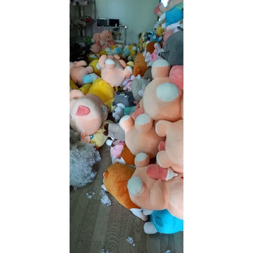 Gấu bông heo ôm bình sữa, gấu bông heo cầm bình sữa khủng lồ