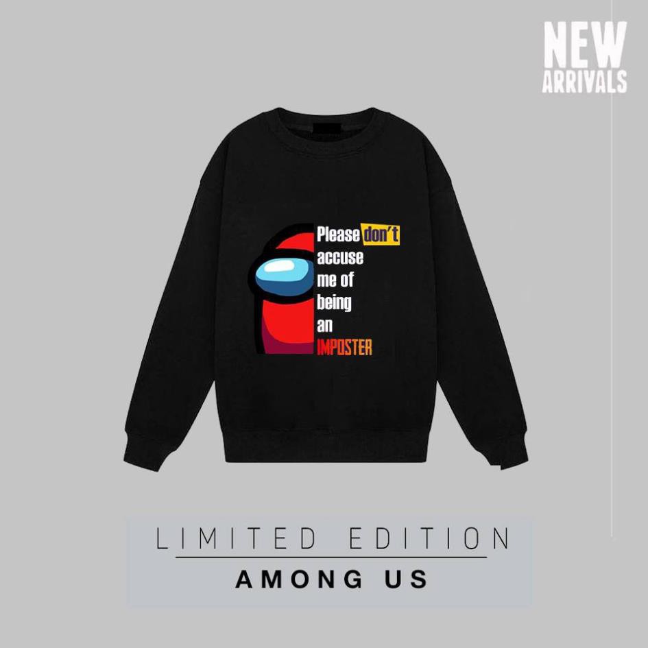 NEW- BST Áo sweater đen dài tay Among Us đẹp siêu ngầu giá rẻ nhất - mẫu mới HOT