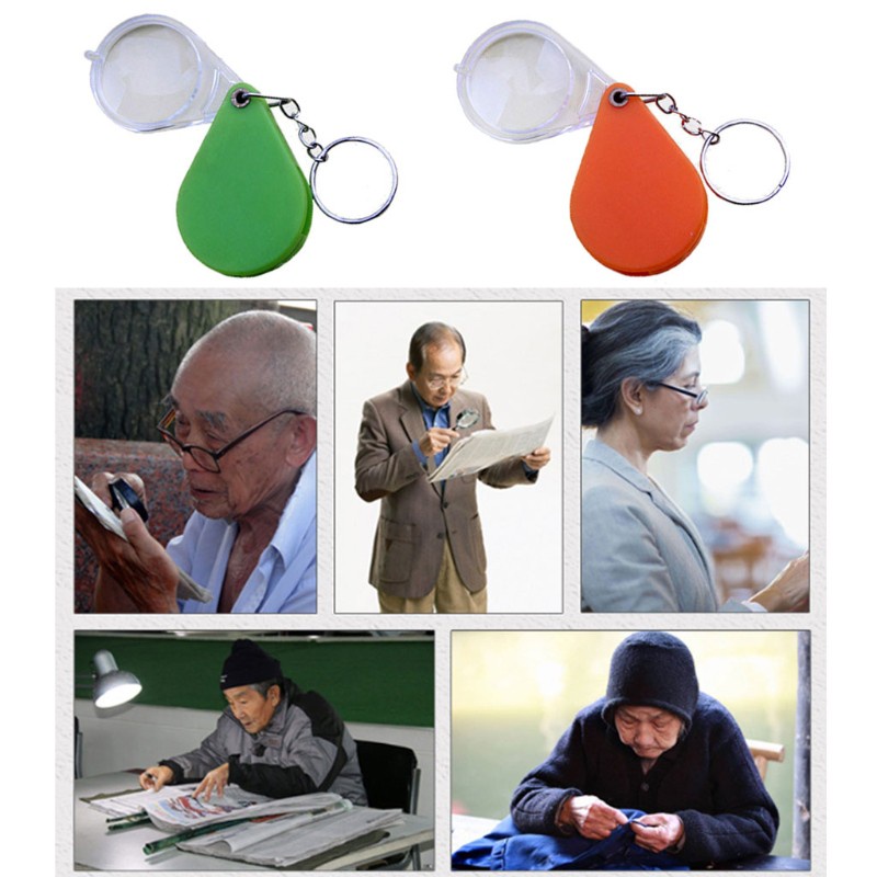 Kính lúp mini 10x bỏ túi gấp gọn có móc khóa