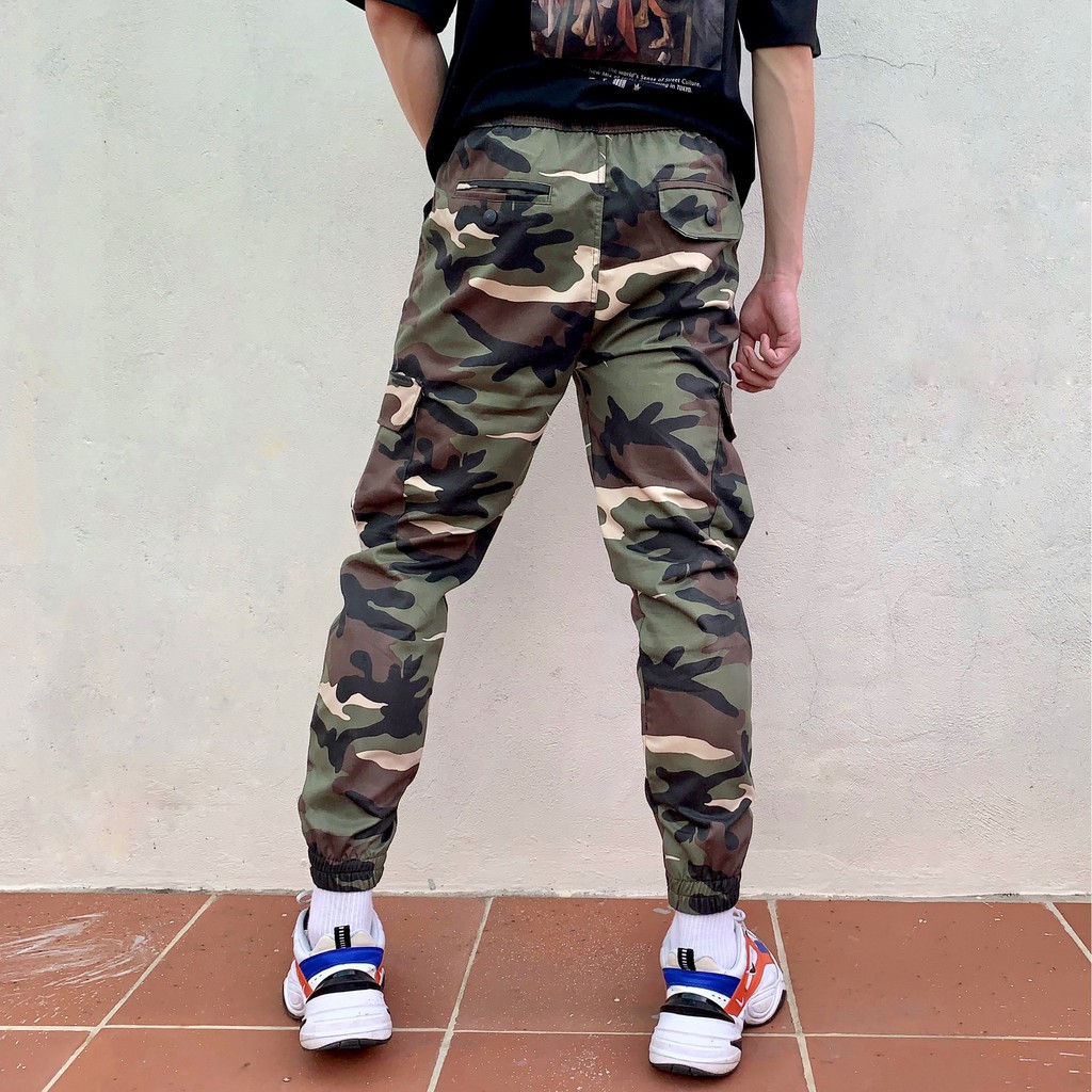 HÀNG NHẬP KHẨU -  Quần Jogger Kaki Camo ANFA Nam Hàn Quốc Cạp Thun Túi Hộp Cao Cấp Size 40-85kg Màu Rêu, Xanh JC01 - Hàn