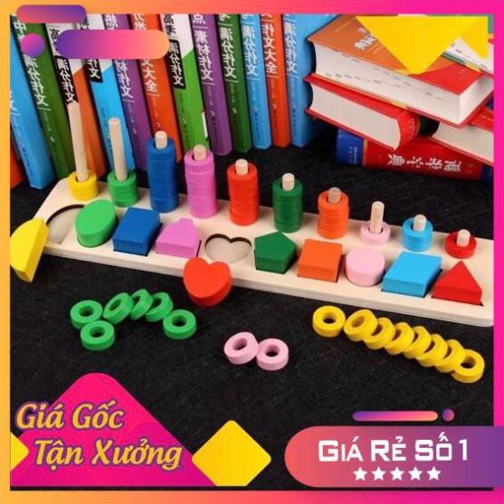 Bảng Học Đếm 10 Bậc Thang Cột Tính Cho Bé [SALE]Gồm Bảng Số-Hình Khối-Màu Sắc-Chữ Cái Bằng Gỗ