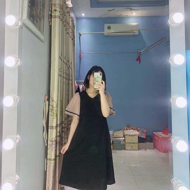 Đầm bầu cổ tim thời trang công sở vải tuyết mưa mềm mịn MSP005 Mom and Baby