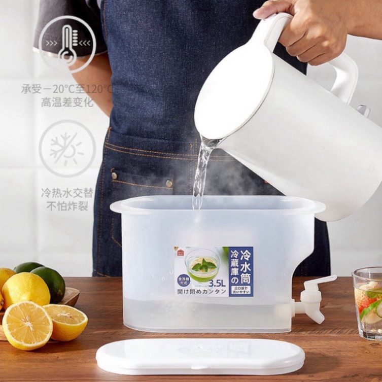 PVN31403 Bình đựng nước /chanh/detox có vòi cao cấp 3.5L để trong tủ lạnh uống siêu mát T8
