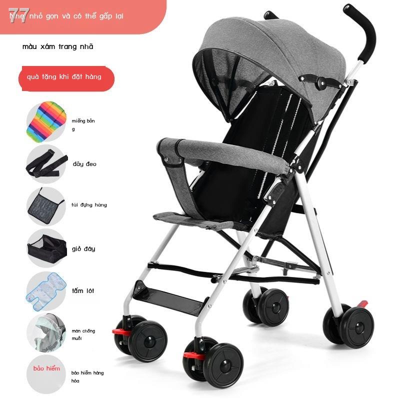Xe đẩy em bé siêu nhẹ di động có thể ngồi, nằm và gấp gọn đơn giản giúp đi chơi trong mùa hè