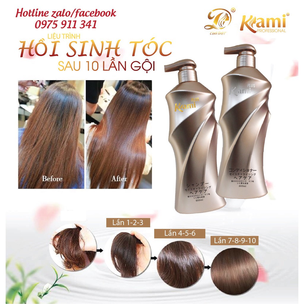 [Kami - Chính hãng] Bộ dầu gội xả Kami Plus Nhật Bản - Chống rụng tóc, kích thích mọc tóc, giữ màu nhuộm, hết gàu.