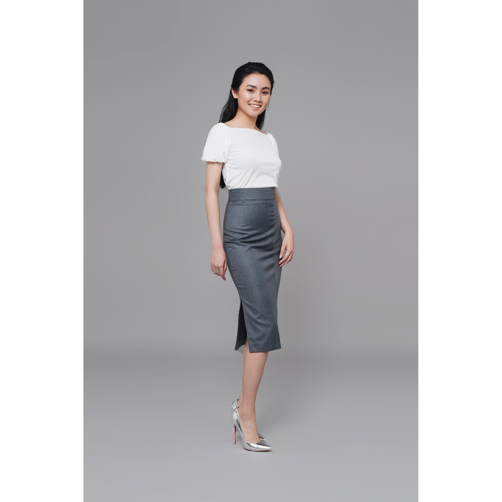 [Mã FASHIONMALLT4 giảm 15% đơn 150k] Chân váy jupe viscose kẻ xanh Z281 NỮ TNG