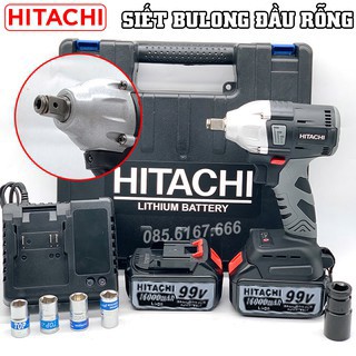 Máy siết bulong dùng pin Hitachi 99V 450NM – Tặng 5 đầu khẩu - Pin khủng 10 Cell – Không Chổi Than