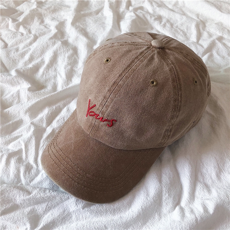 Mũ Lưỡi Trai Denim Mềm Thêu Chữ Phong Cách Harajuku Nhật Bản