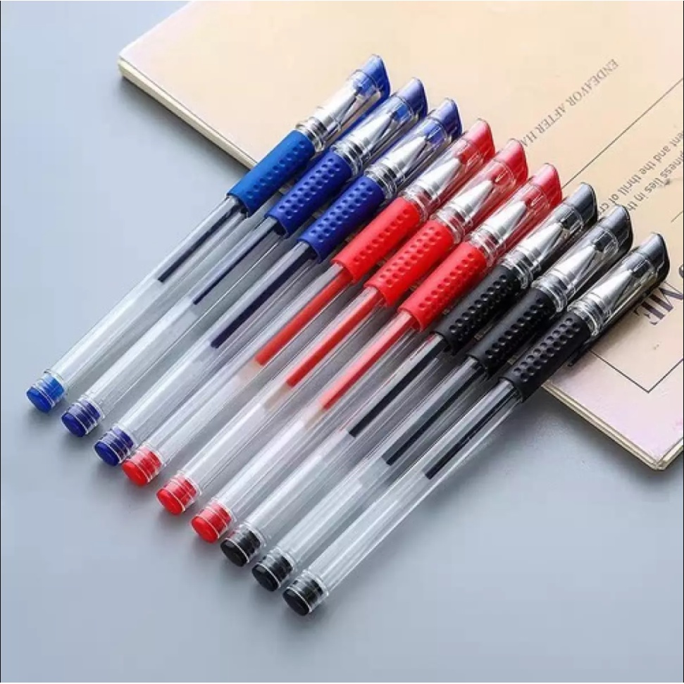 Bút bi nước viết êm tay không lem mực ra tay, bút bi giá rẻ sẵn 3 màu đen xanh đỏ, đồ dùng văn phòng phẩm Ponny