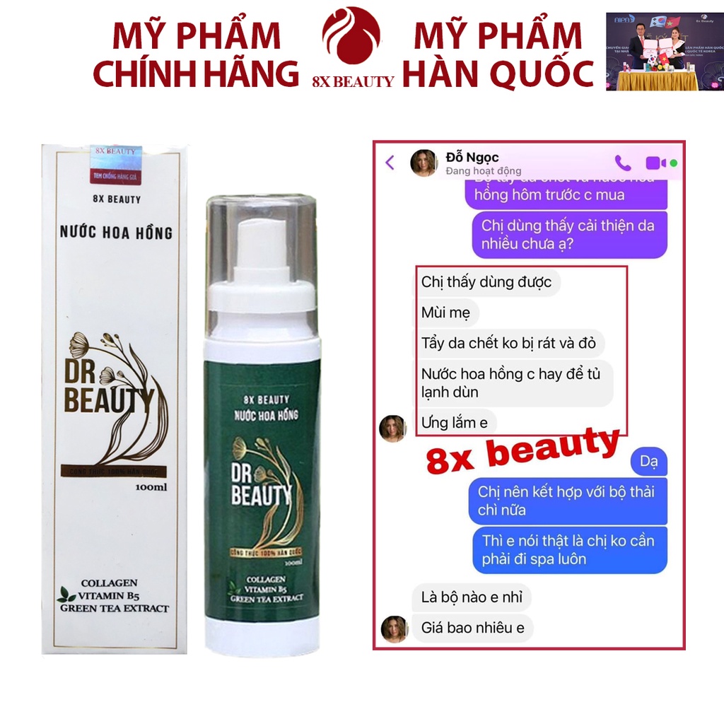 Nước Hoa Hồng Dr.Beauty Toners 8x Beauty Dưỡng Da Căng Bóng 100ml