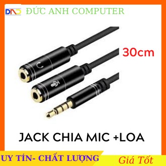 Jack chia 3.5 thành micro và phone (loại tốt- Đầu Mạ Vàng)- Dây Dài 30cm