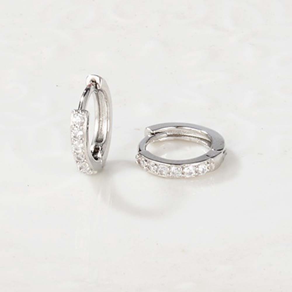 Khuyên tai tròn đính đá zircon lấp lánh