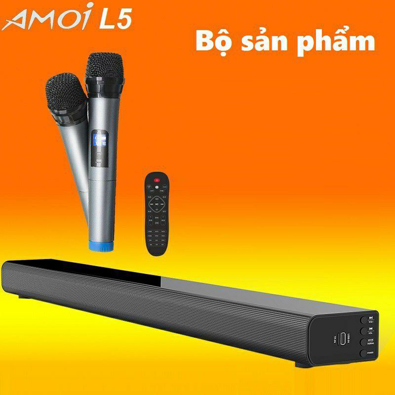 Loa thanh 5.1 nghe nhạc kết nối Bluetooth Amoi L5 Kèm 2 Micro karaoke không dây - Hàng nhập khẩu
