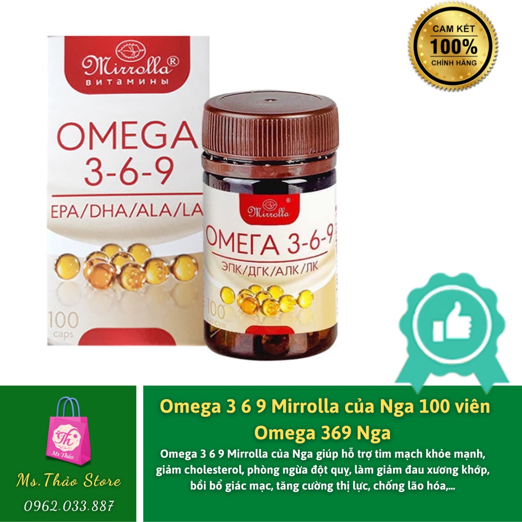 Omega 3 6 9 Mirrolla của Nga 100 viên - Omega 369 Nga