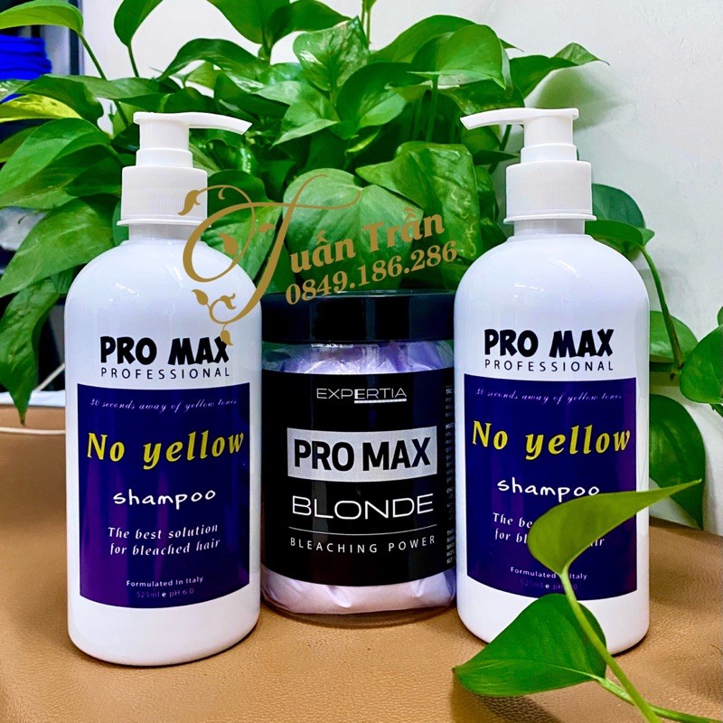 Combo Thuốc tẩy tóc, Bột tẩy tóc ProMax và Dầu gội tím ProMax siêu khử vàng | Bill Hair, Billhair