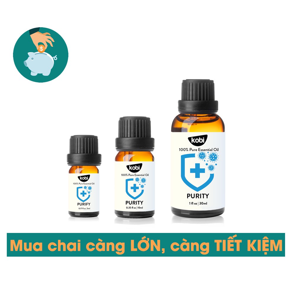 Tinh dầu Kobi Purify essential oil blend giúp lọc sạch không khí, đánh bay mùi hôi, ngăn ngừa nấm mốc -5ml