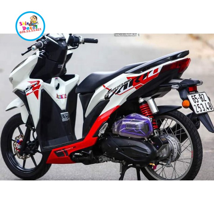 Tem xe vario 150 trắng đỏ