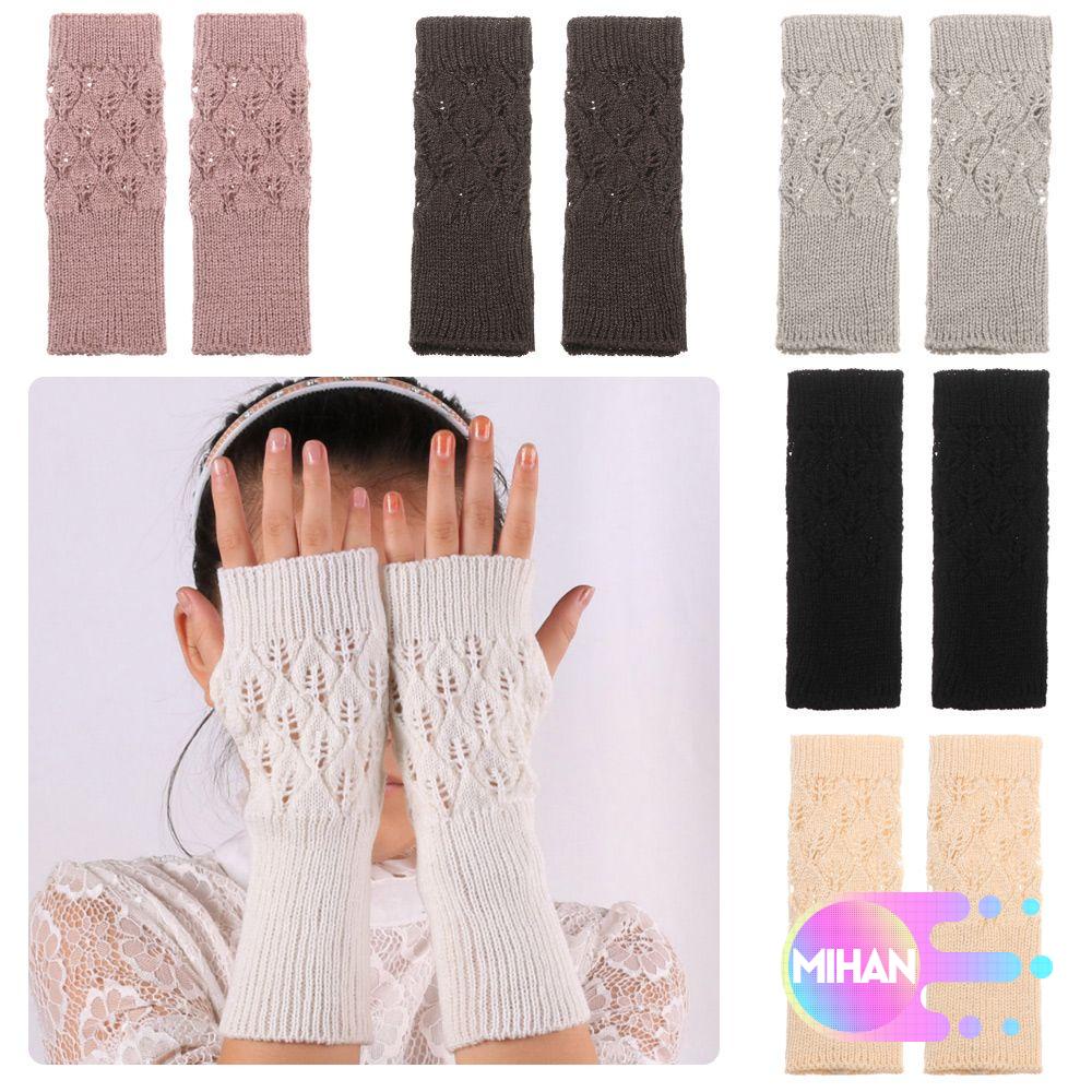 Găng Tay Len Hở Ngón Giữ Ấm Thời Trang Cho Nữ MIHAN1