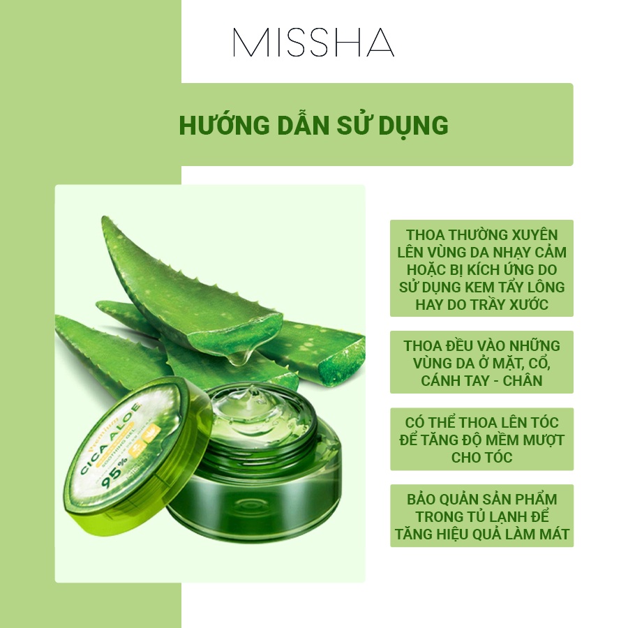 Gel Dưỡng Ẩm,Làm Dịu Da,Giảm Nhiệt Chiết Xuất Nha Đam Missha Premium Cica Aloe Soothing 300ml