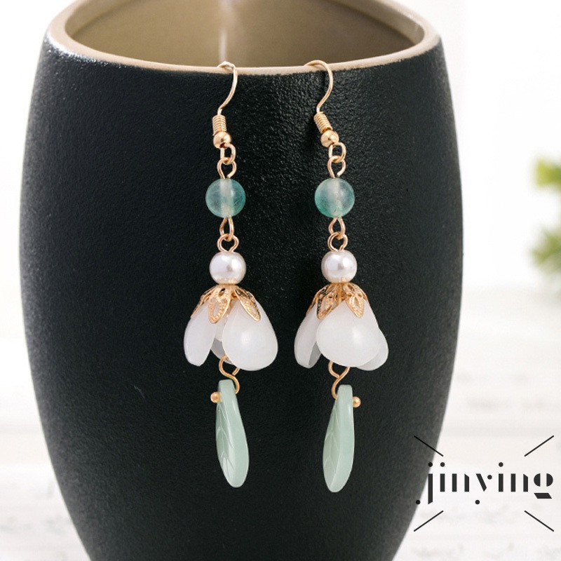 GETNOIVAS Khuyên Tai Hình Sườn Xám Đính Ngọc Trai Nhân Tạo Phong Cách Trung Hoa