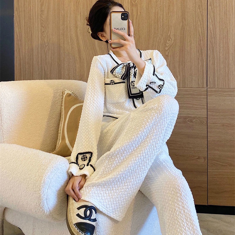 Xiaoxiang Set Áo Ngắn Phong Cách Mới + Quần Ống Rộng Lưng Cao Thời Trang Mùa Thu Cho Nữ