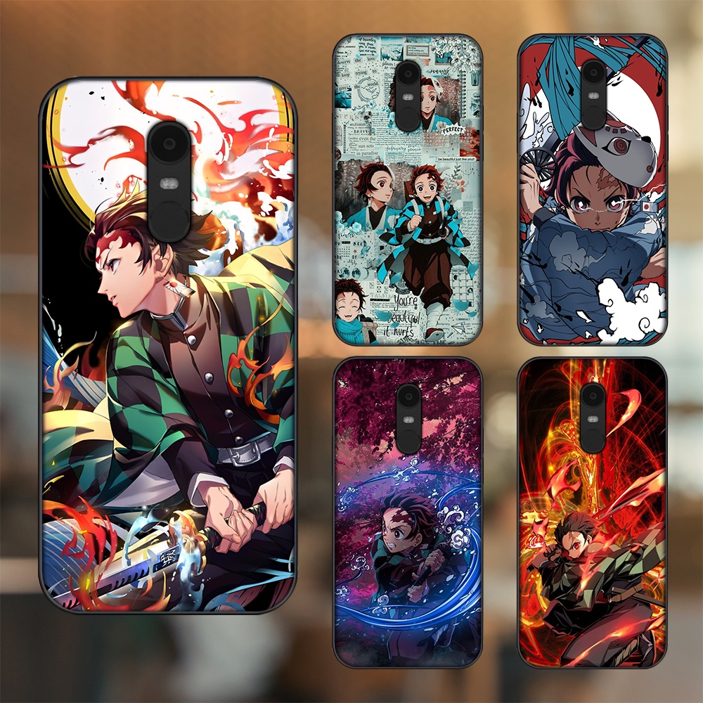 Ốp lưng Xiaomi Redmi 5 Plus viền đen in hình Tanjiro Kimetsu No Yaiba