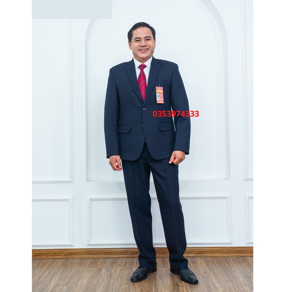 Bộ Vest Nam Trung Niên.vest Trung Tuổi dáng suông hai khuy