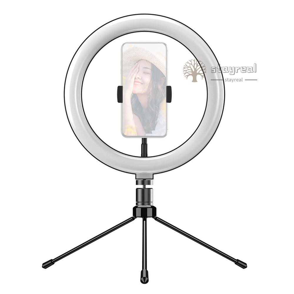 Andoer APL-FL10JJ13Y 10 Inch Dimmable LED Selfie Ring Video Light 3000K-6500K LED Circle Light CRI 96 with Tabletop Tripod 3 Light Modes for Vlogging/ Live Streaming