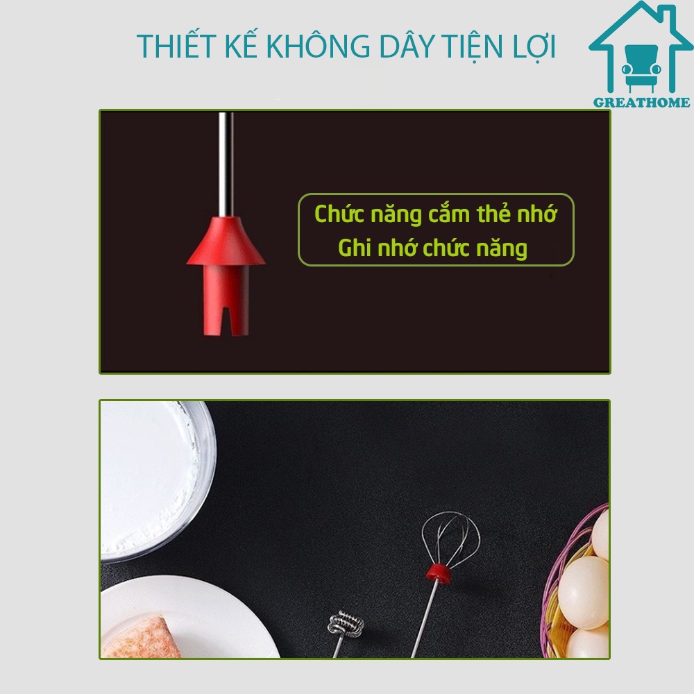 Máy đánh trứng mini cầm tay 3 chế độ sạc pin, Máy tạo bọt cà phê cao cấp