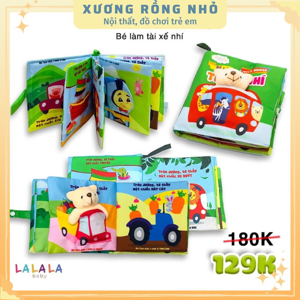 Trọn bộ 6 cuốn sách vải cho bé sơ sinh 0 - 4 tuổi Lalala Baby - sách vải an toàn cho bé tương tác - Xương Rồng Nhỏ