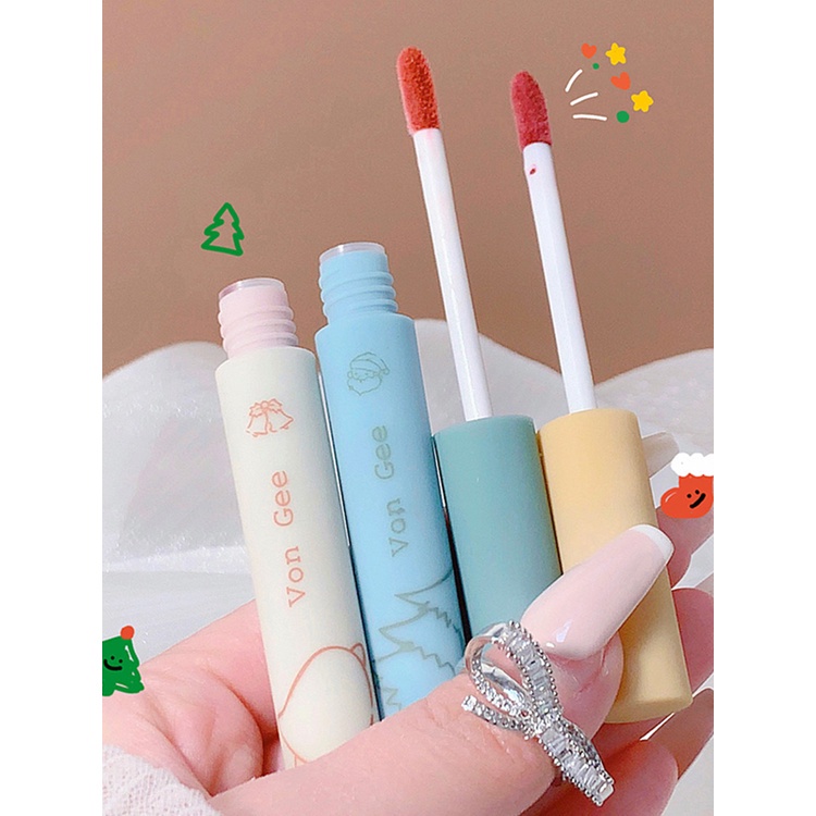 Bộ Son Kem Lì Mịn Mượt Như Nhung Kháng Nước Kèm Hộp Quà Giáng Sinh Vongee