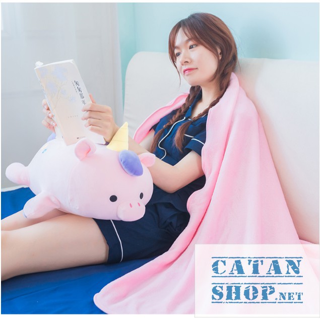 Gối mền sư tử mập, ngựa 1 sừng mập 3 trong 1 siêu cute, vải thun 4 chiều cực mịn, chăn gối văn phòng,gấu bông