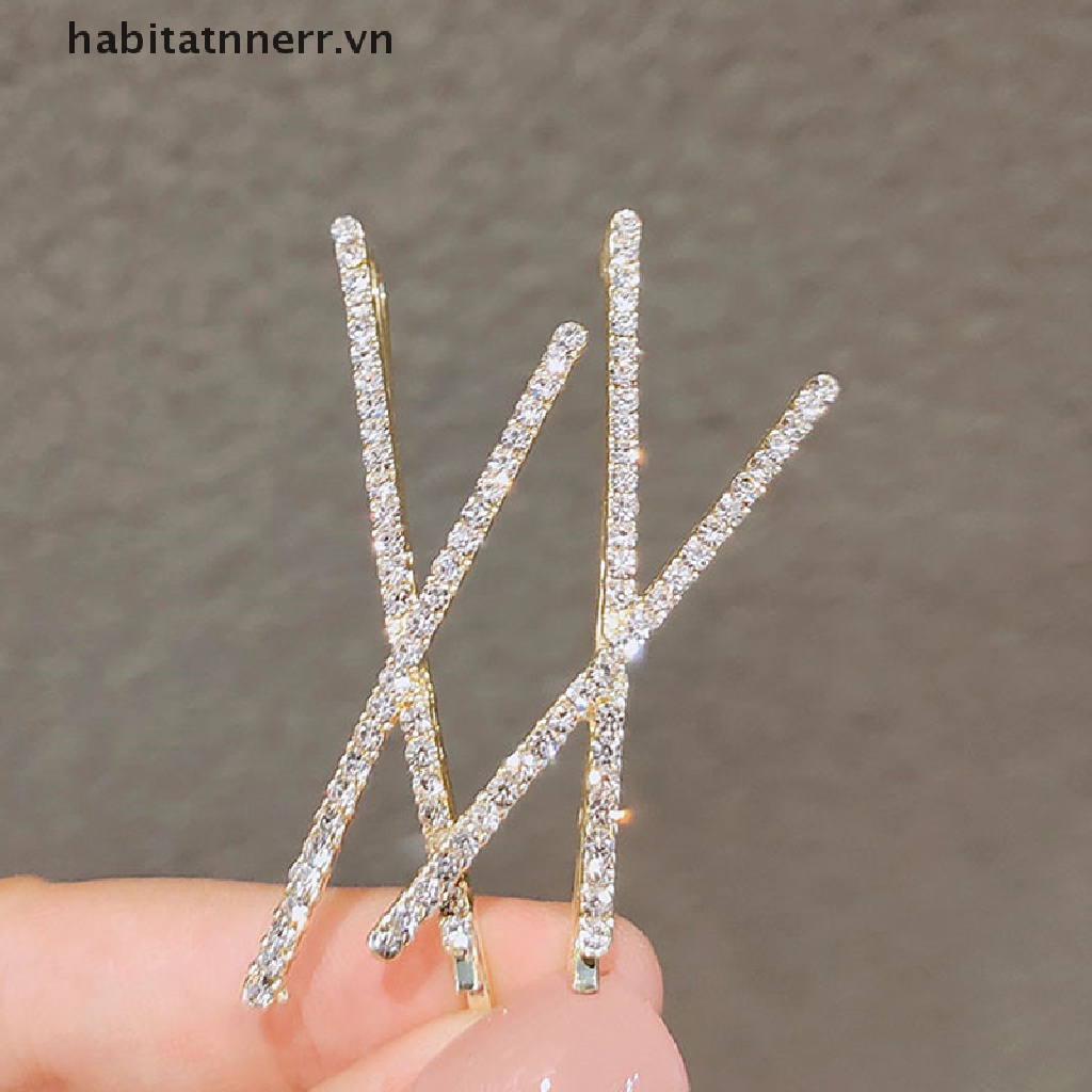 Bộ 2 Kẹp Tóc Chữ X Đính Đá Pha Lê Thời Trang