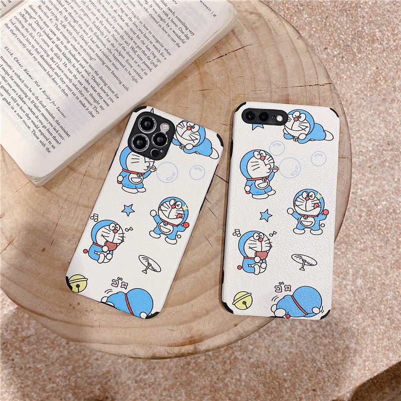 Ốp điện thoại lụa họa tiết doraemon cho Iphone 12 Pro Max 12 Mini 11 Pro Max Xs Max Xr 6 6s 7 8 Plus Redmi 8 Note 8 Pro