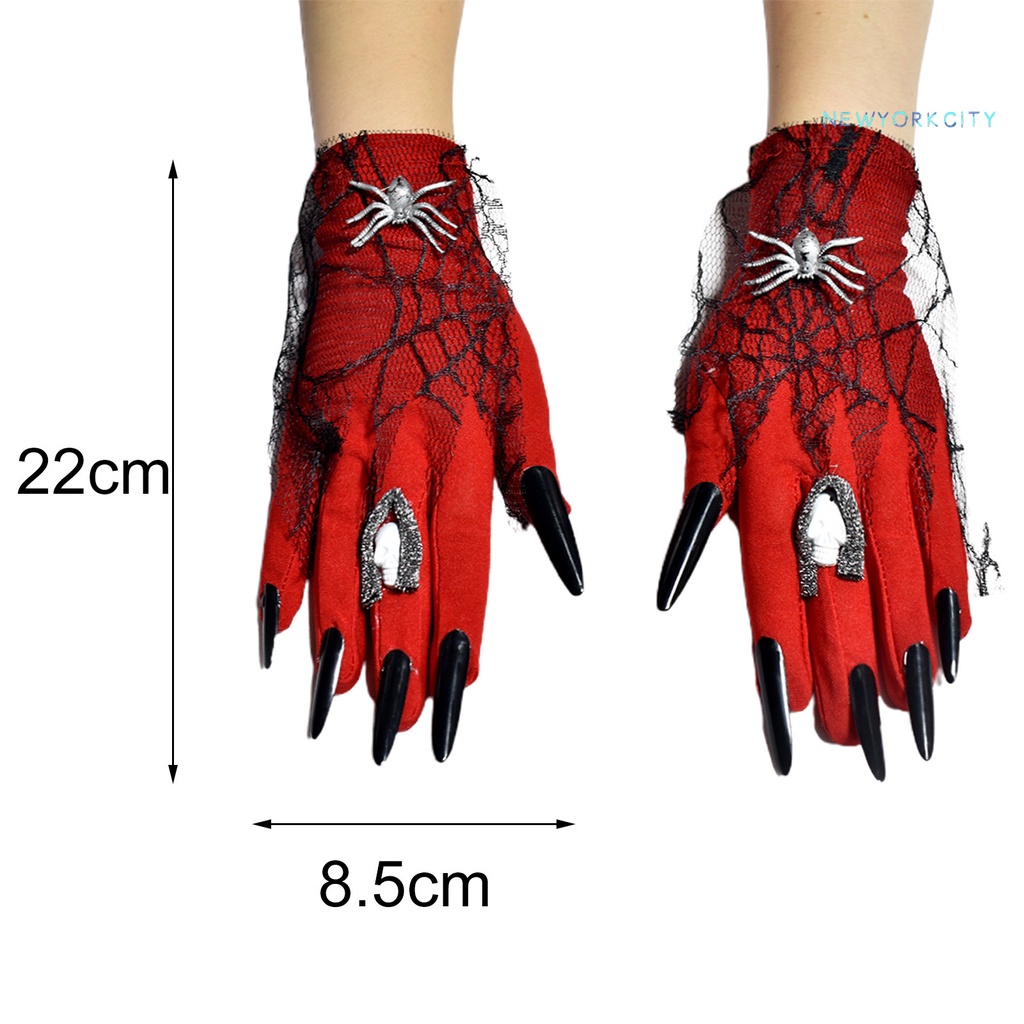Găng Tay Móng Vuốt Nhện Đỏ Hóa Trang Halloween