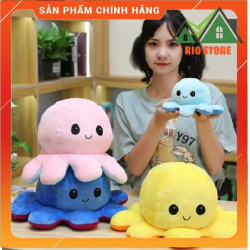 Rio Store Toy-Bạch tuộc cảm xúc nhồi bông có thể đảo ngược hai mặt thay đổi màu sắc đáng yêu dành cho bé 30 cm