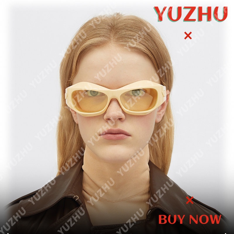 (YUZHU) Kính Râm Hình Dạng Cong Y2K Millennium Gia Vị Xanh Lá Cây Cho Nữ