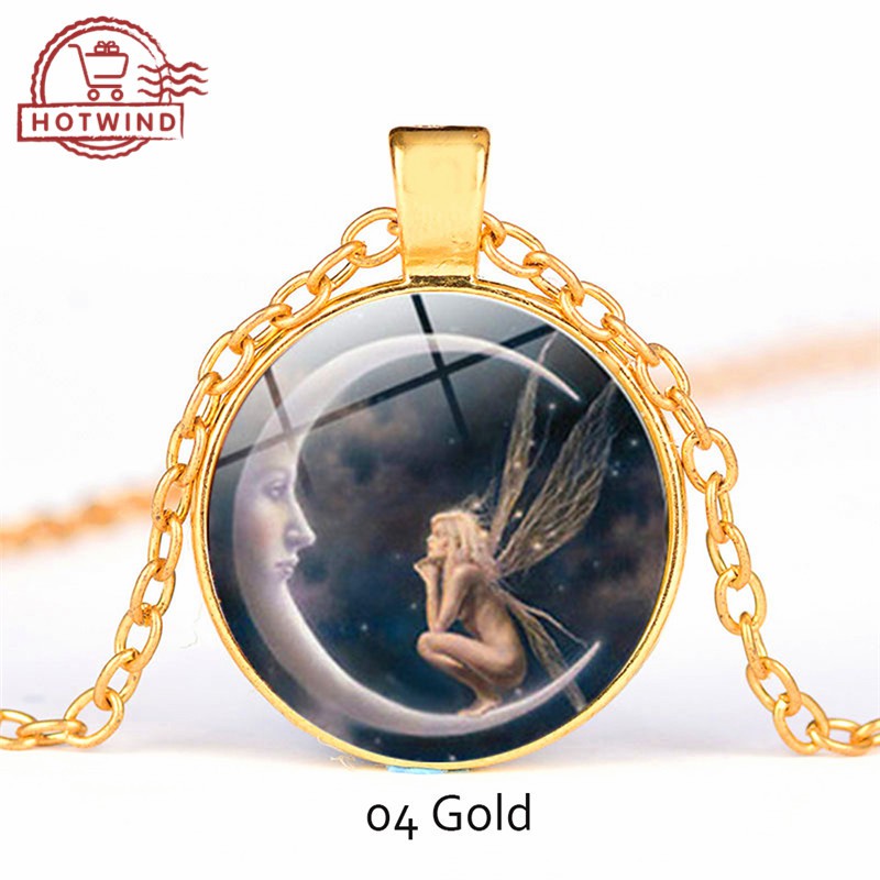 Dây chuyền mặt trăng khuyết khắc hình chữ Fairy On The Moon