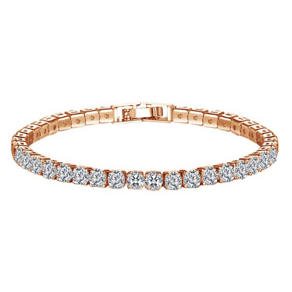 Vòng tay khóa kẹp dạng chuỗi hạt lập phương bằng kim loại đồng/đồng thau đính hàng đá zircon