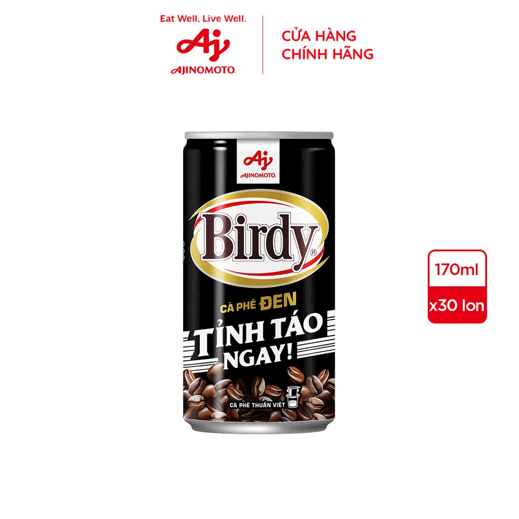 Thùng 30 lon Cà phê Birdy Đen - 170ml/lon