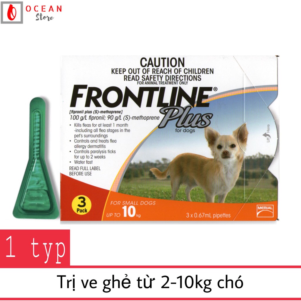 Nhỏ gáy trị ve ghẻ, bọ chét cho chó - 1 ống Frontline Plus chó 2-10kg (1 tube 2-10kg)