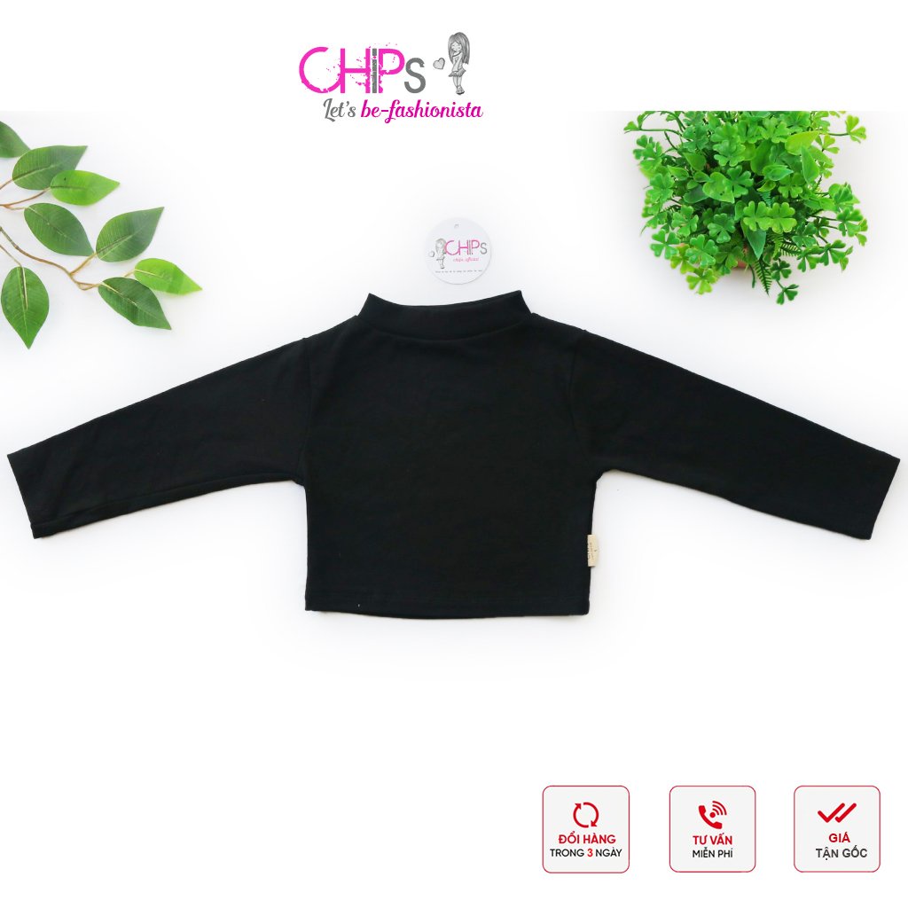 Áo Croptop Dài Tay Cổ 3cm Thu Đông Cho Bé Gái
