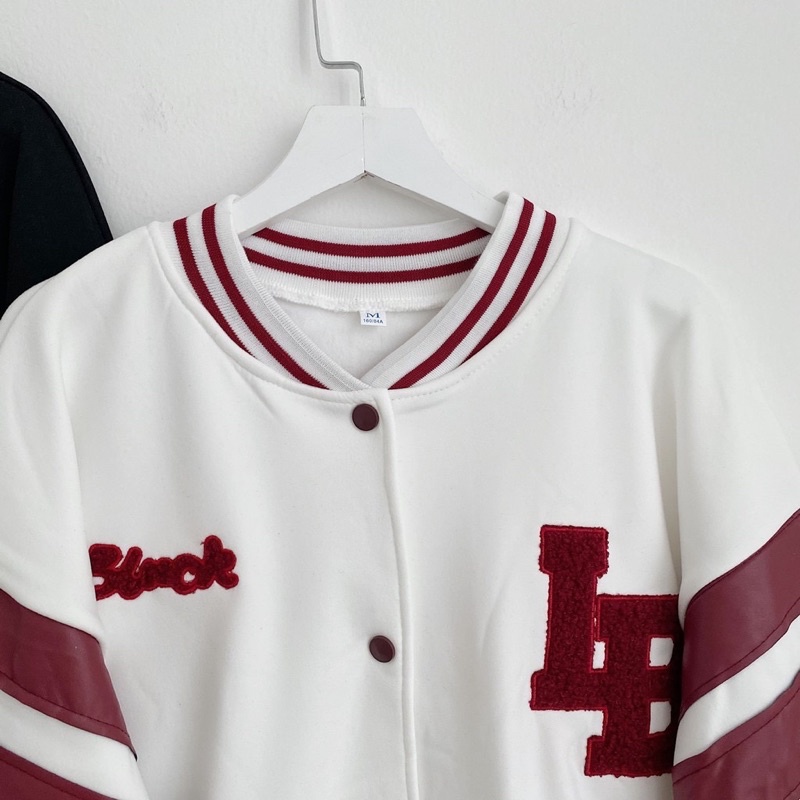 Áo khoác nỉ bomber bóng chày LB  Áo khoác ulzzang Hoddie sweater nam nữ form rộng thể thao  sale  freeship