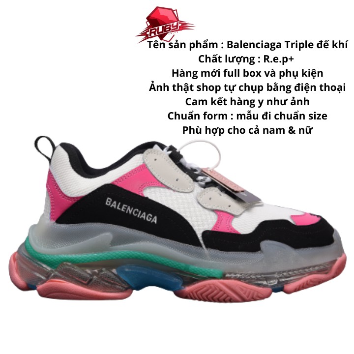 Giày thể thao nam nữ sneaker Balenciaga Trip s đế khí năng động cá tính hợp thời trang màu hồng trắng lé xanh