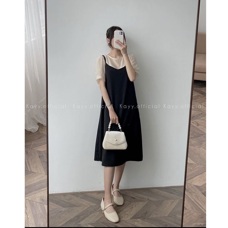 Váy Nữ 2 Dây Dáng Xèo- Kèm Áo Chấm Bi M085- Lolla_Fashion | BigBuy360 - bigbuy360.vn
